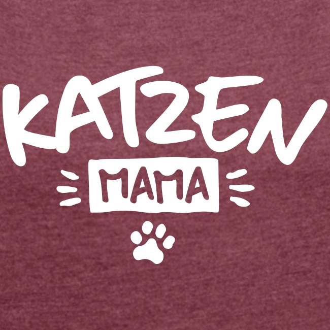 Vorschau: Katzen Mama - Frauen T-Shirt mit gerollten Ärmeln