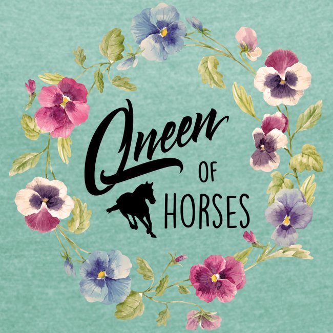 queen of horses - Frauen T-Shirt mit gerollten Ärmeln