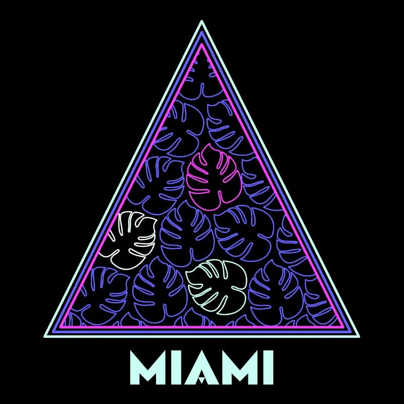 Palm leaves neon triangle Miami gift idea