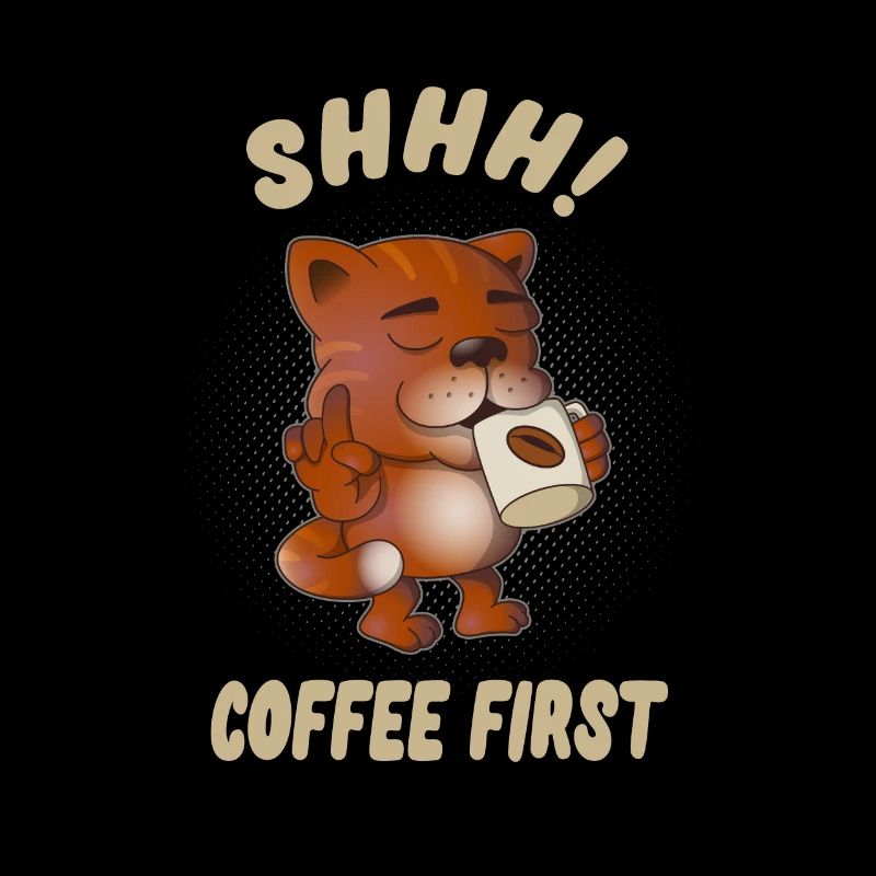 First Coffee Funny Caffeine Lover Cat