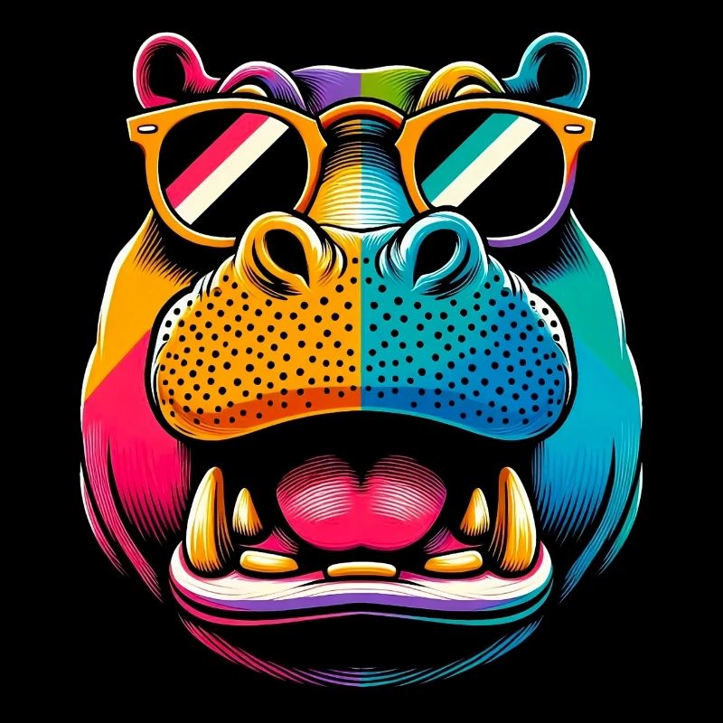Hippopotame avec lunettes de soleil