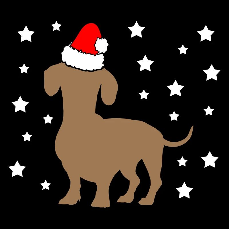 Teckel de Noël avec des étoiles de chapeau de Père Noël