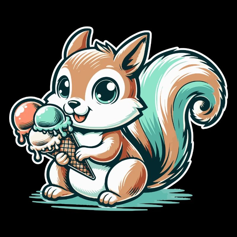 Niedliches Cartoon-Eichhörnchen mit Eiscreme
