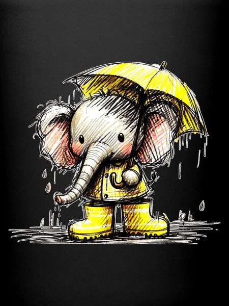 L’éléphant sous la pluie