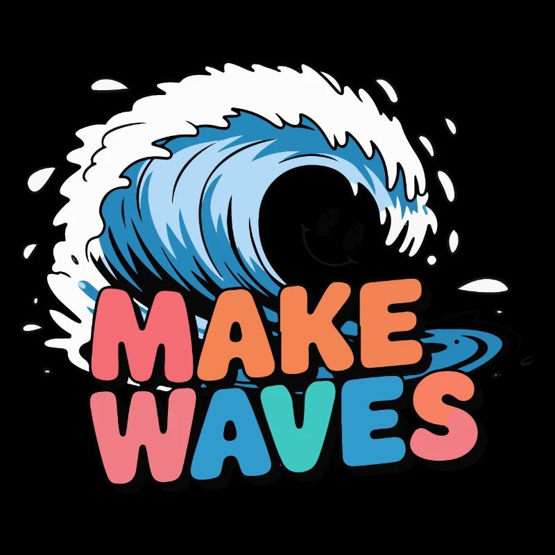 Lebendige Surfwelle mit Make Waves-Text