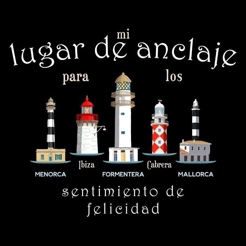 Balearic Islands Luck, Lighthouses Hand Drawing Spain