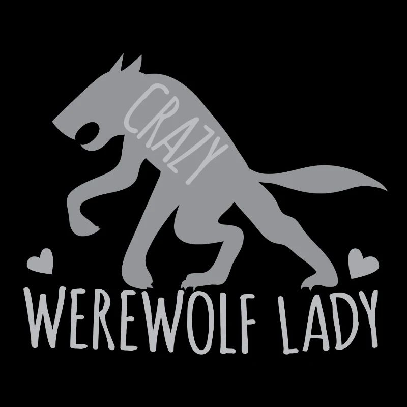 Crazy werewolf lady with grey walking wolf