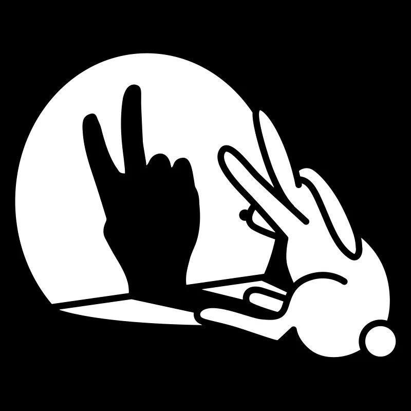 Funny rabbit hare shadow hand victory peace V sign