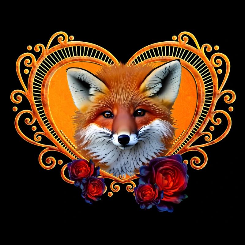 Wonderful fox head with heart