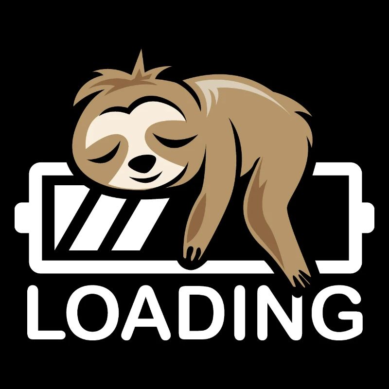 funny sloth loading battery icon comic