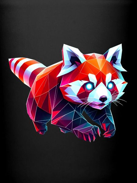 Rød Panda Origami geometrisk 3D