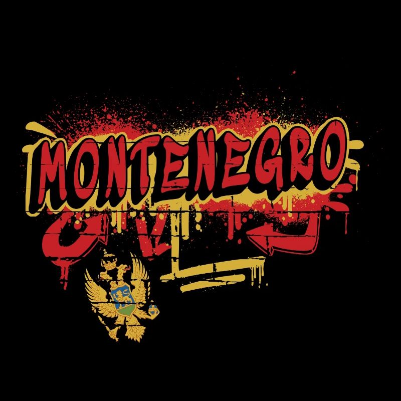 Drapeaux du Monténégro Graffiti Design