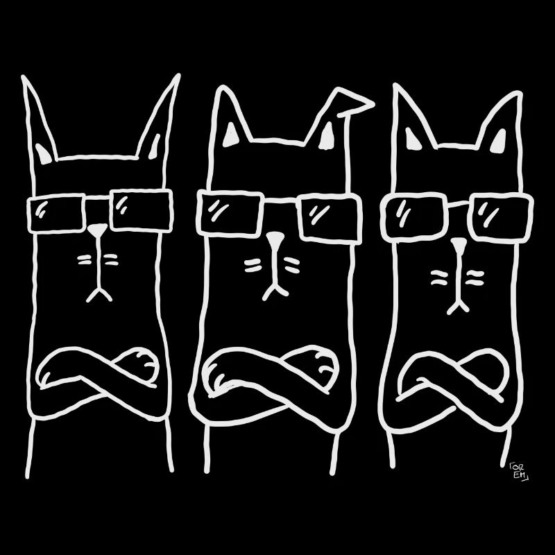 Three cats with glasses