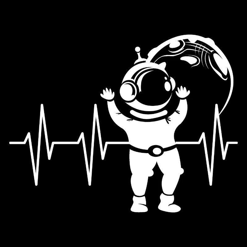 Heartbeat Astronaut Comic Pulse Space ECG Symbol