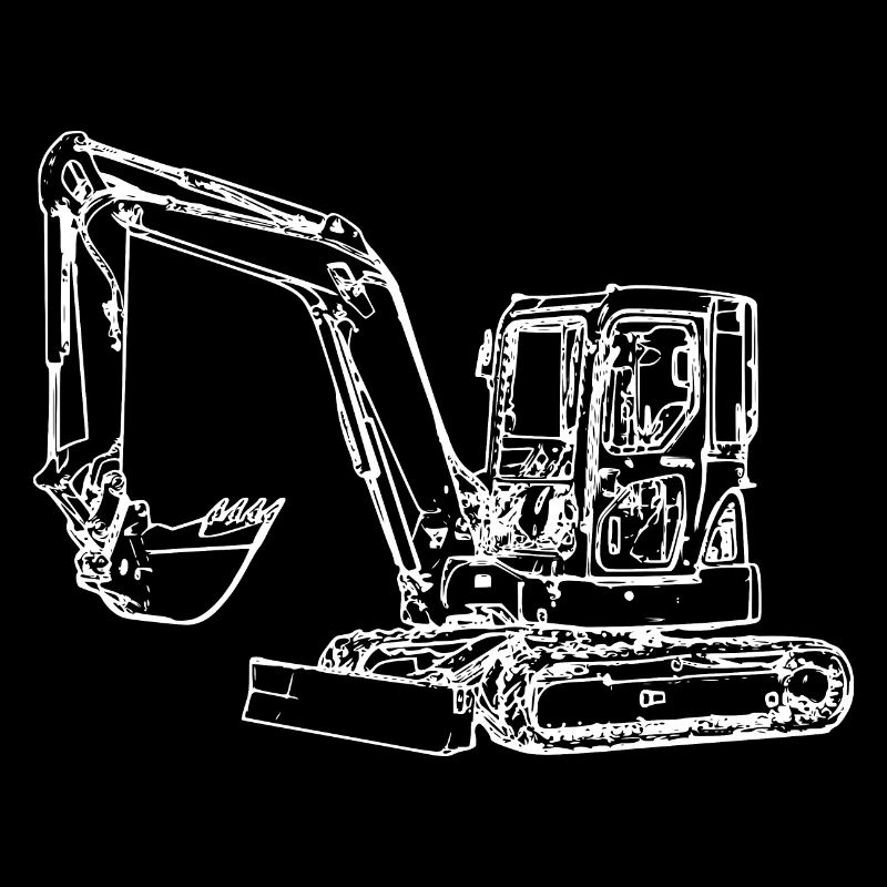 Minibagger Bagger Kettenbagger Löffel weiß