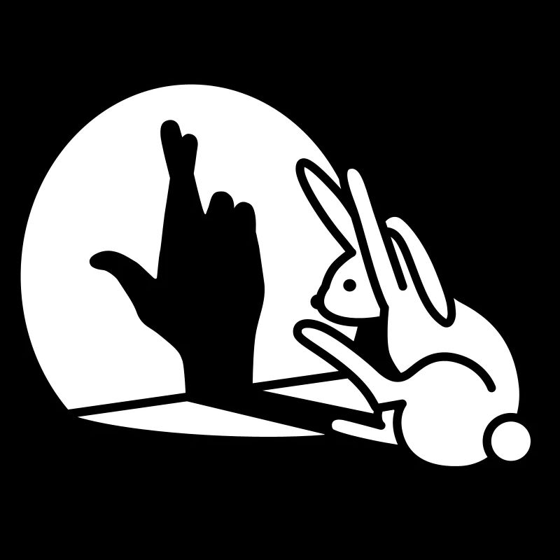 Lapin drôle main ombre croisant les doigts