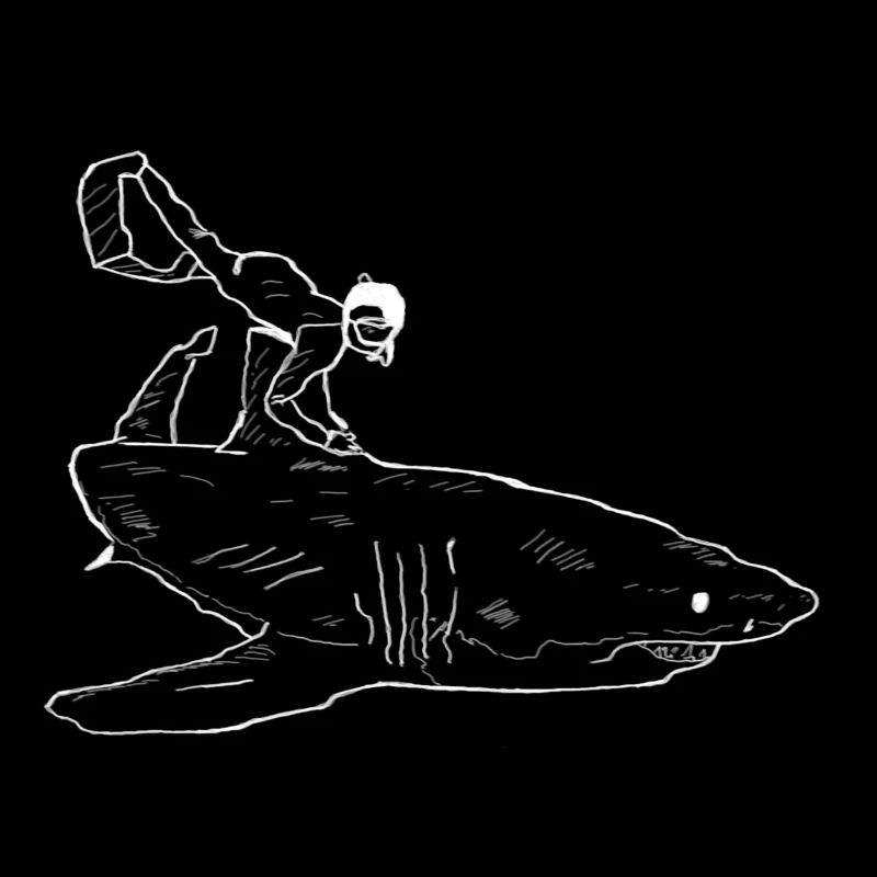 Shark diver in white