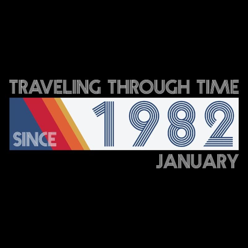 Conception drôle d'anniversaire de voyage dans le temps janvier 1982