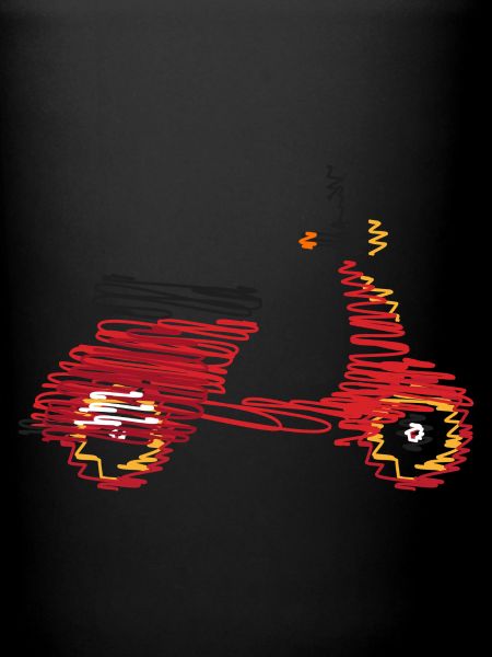 Retro Motorroller – Abstrakte Kritzelzeichnung