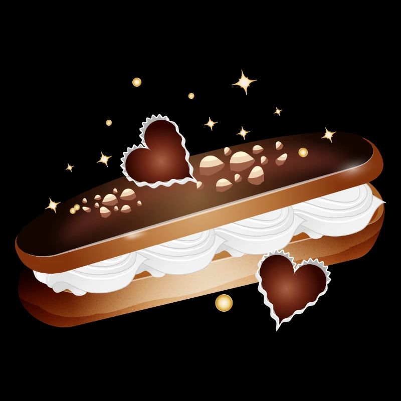 Illustration eines gefüllten Eclairs mit Herzen