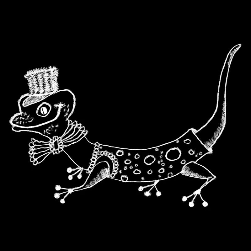 Gecko Deluxe mit Hut und Fliege