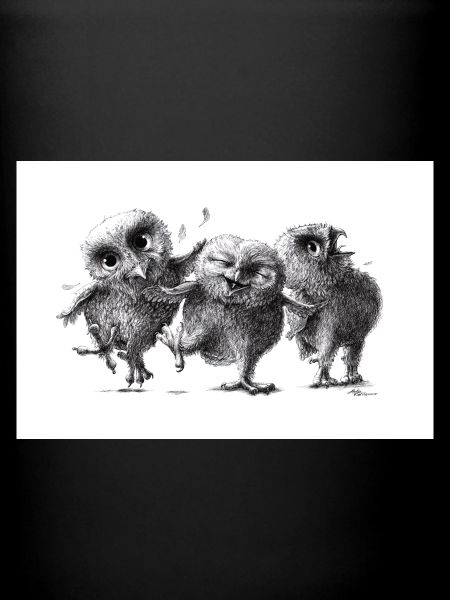 Trois hiboux rigolotes