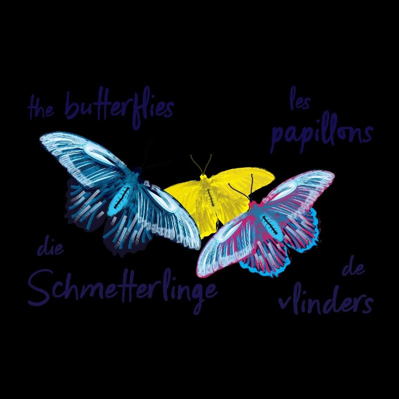 Bunte Schmetterlinge, 4 Sprachen