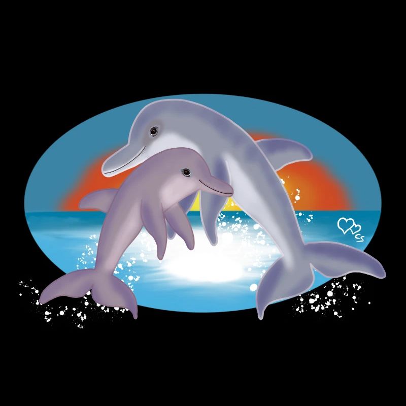 Illustration de couple de dauphins joyeux