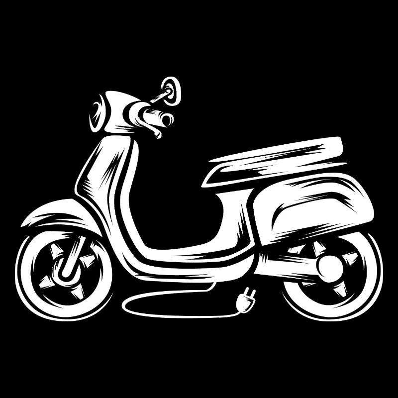 Elektro Roller Illustration - e Moped Fahrer