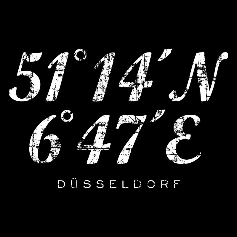 Düsseldorf Koordinaten (Vintage/Weiß)