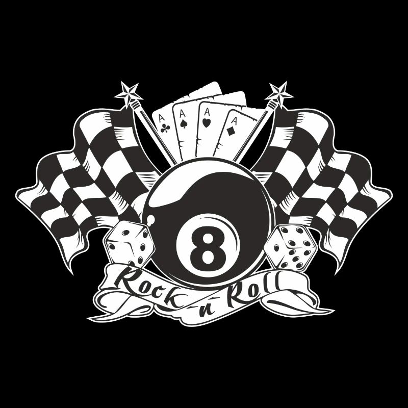 Rock n Roll - Drapeau de course à huit balles