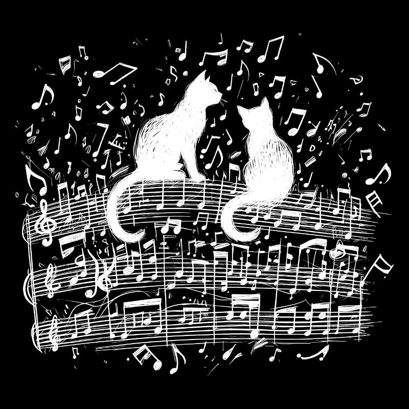 Chats et partition musicale. Musicien Compositeur