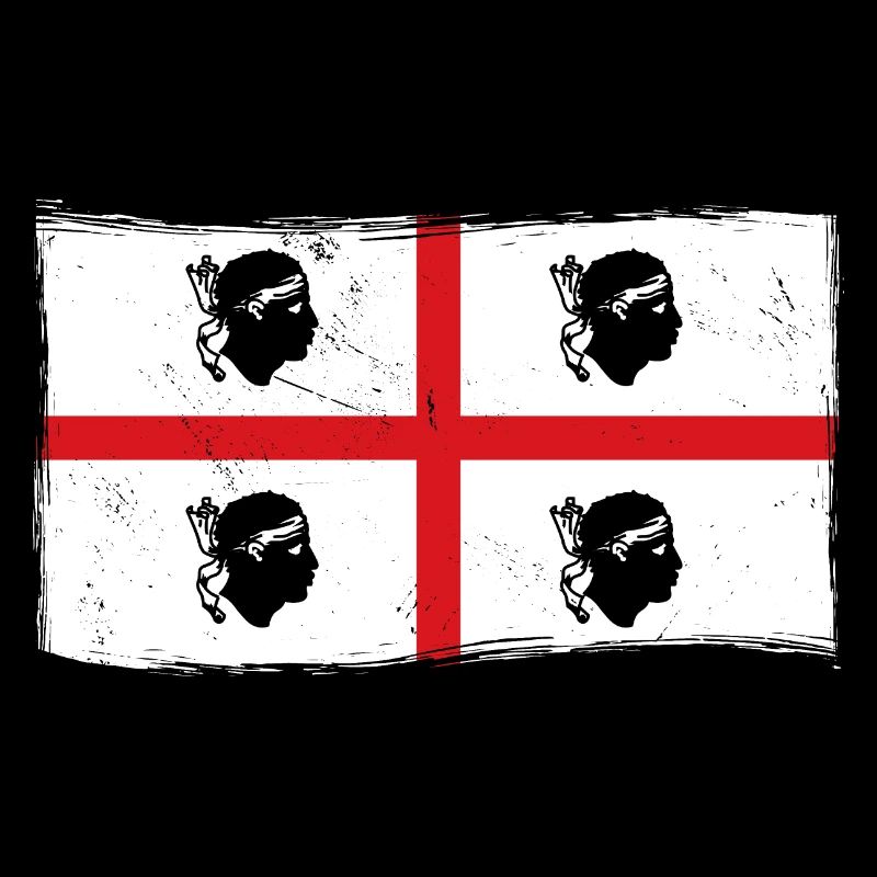 Sardaigne Drapeau Vintage Drapeau Sarde Occasion Look