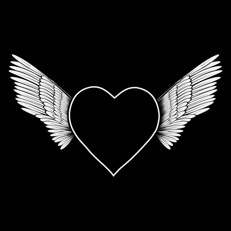 Heart with wings- white-