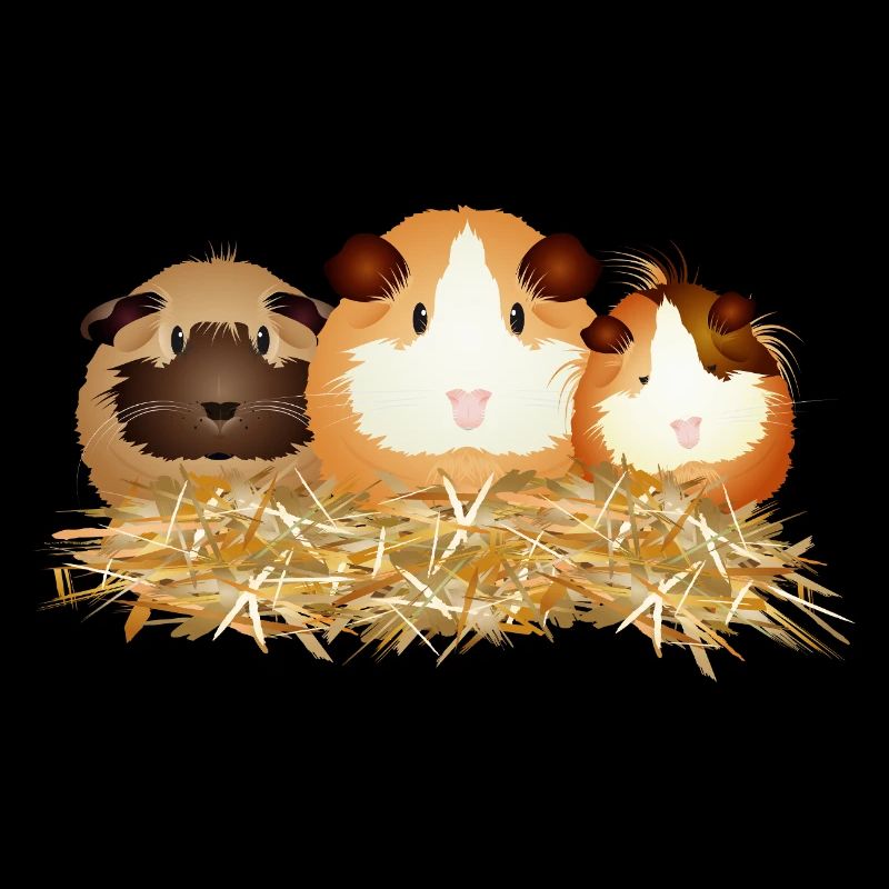 Three Cute Guinea Pigs in Straw – Friends