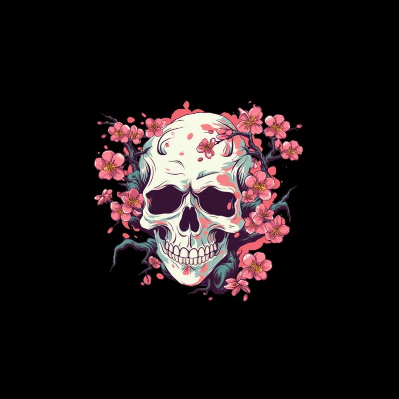 Skull Totenkopf mit Blumen