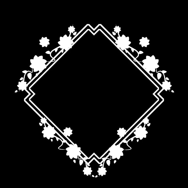 White frame with floral pattern decoration