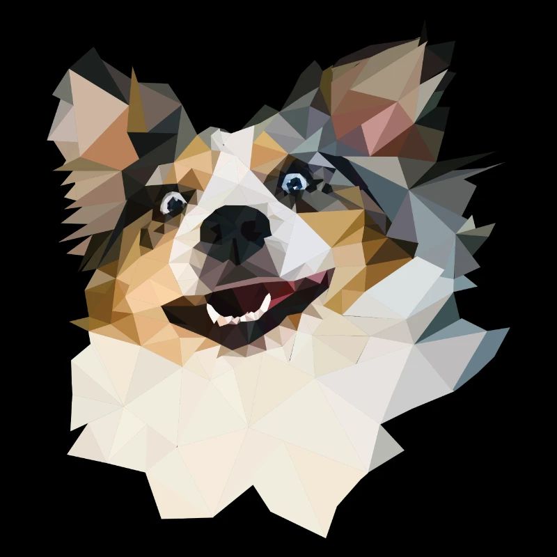 Australian Shepherd, Blue Merle, Polygon Style