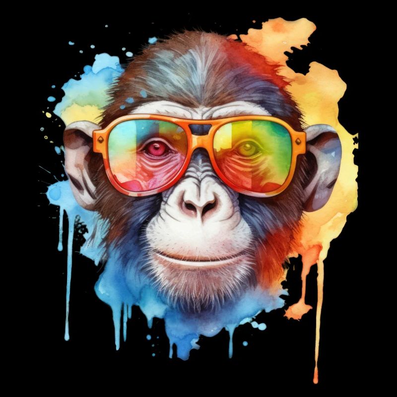 Colorful cool monkey with sunglasses