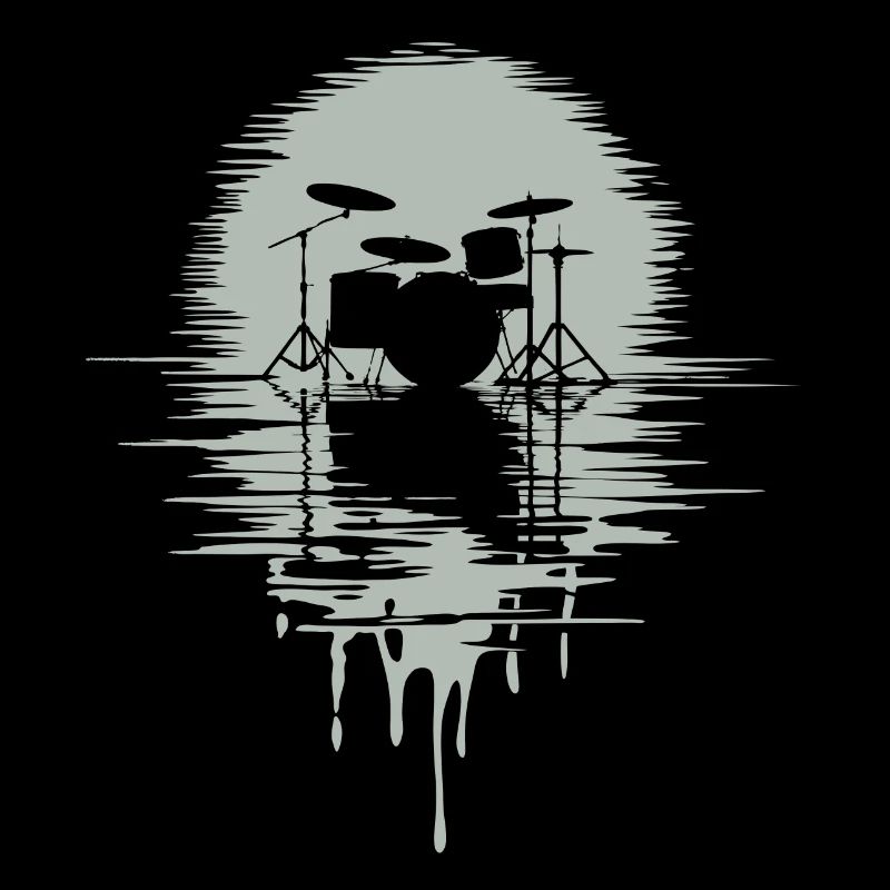 Drumset Silhouette Schlagzeug mit Spiegelung