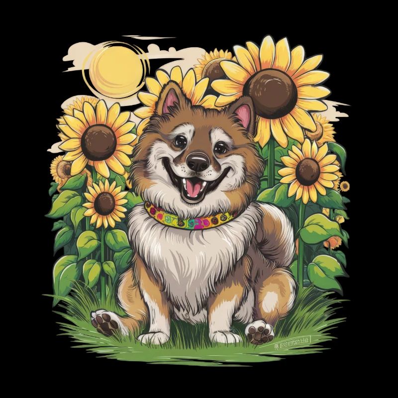 Mignon Wolfspitz aux tournesols.