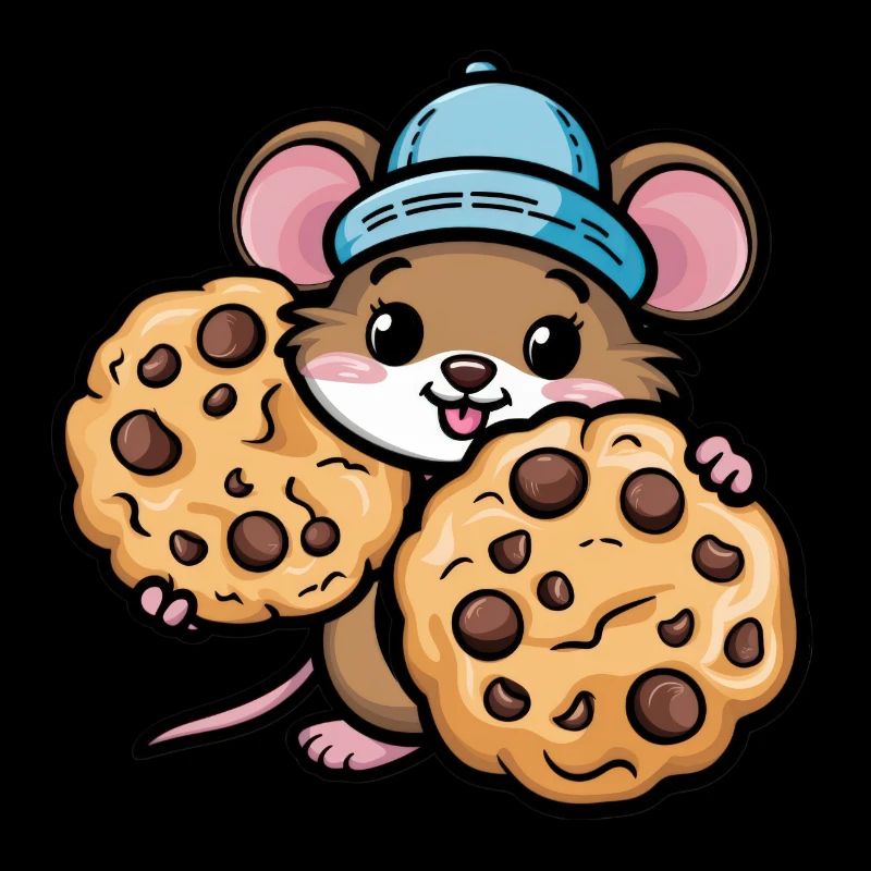 Souris kawaii avec biscuits aux pépites de chocolat