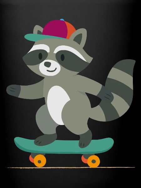 Skateboard-Waschbär mit Basecap