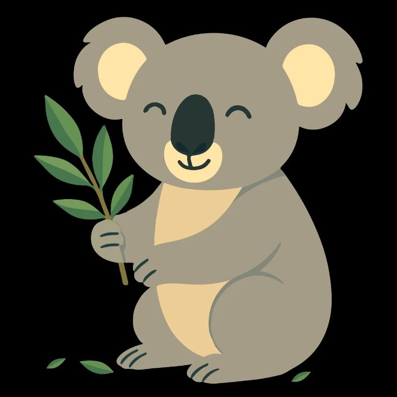 Koala souriant à l’eucalyptus