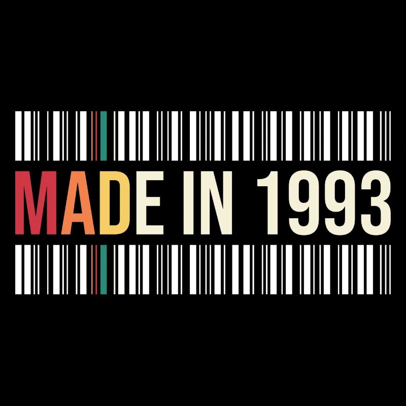 Né en 1993 T-shirt code-barres rétro
