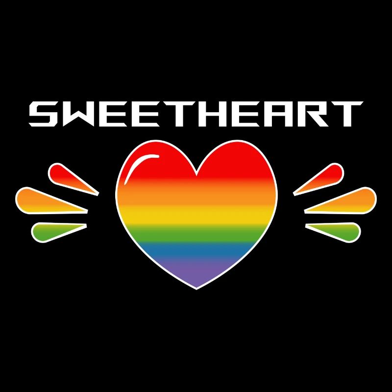 Rainbow Sparkling heart Sweetheart noir TSHIRT