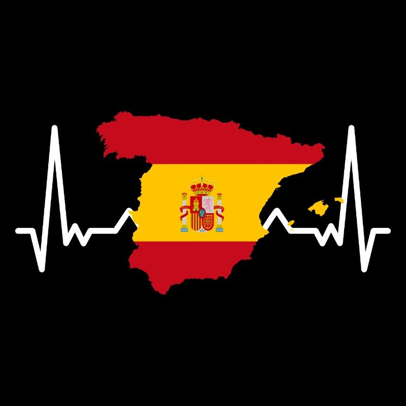 Drapeau de l’Espagne Battement de cœur Drapeau espagnol ECG de pouls