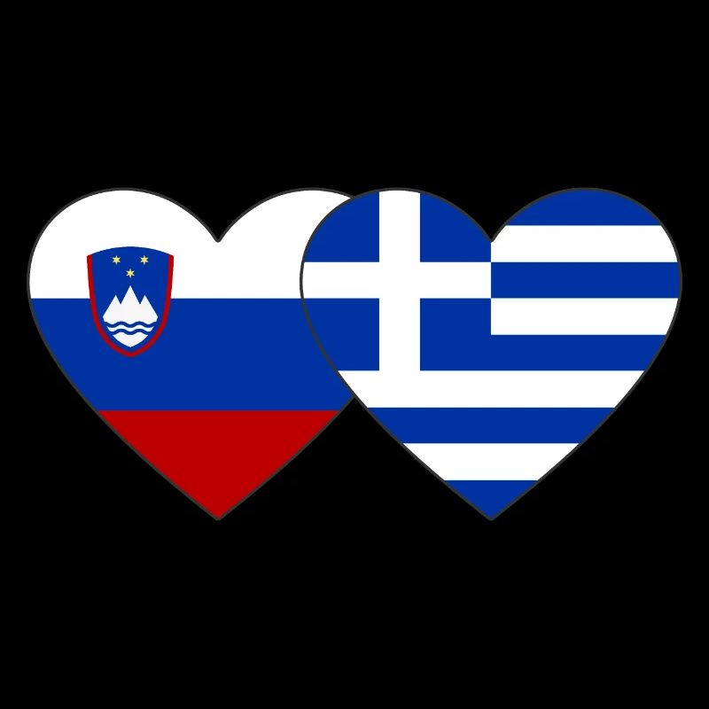 Slovénie Grèce Drapeau Coeur