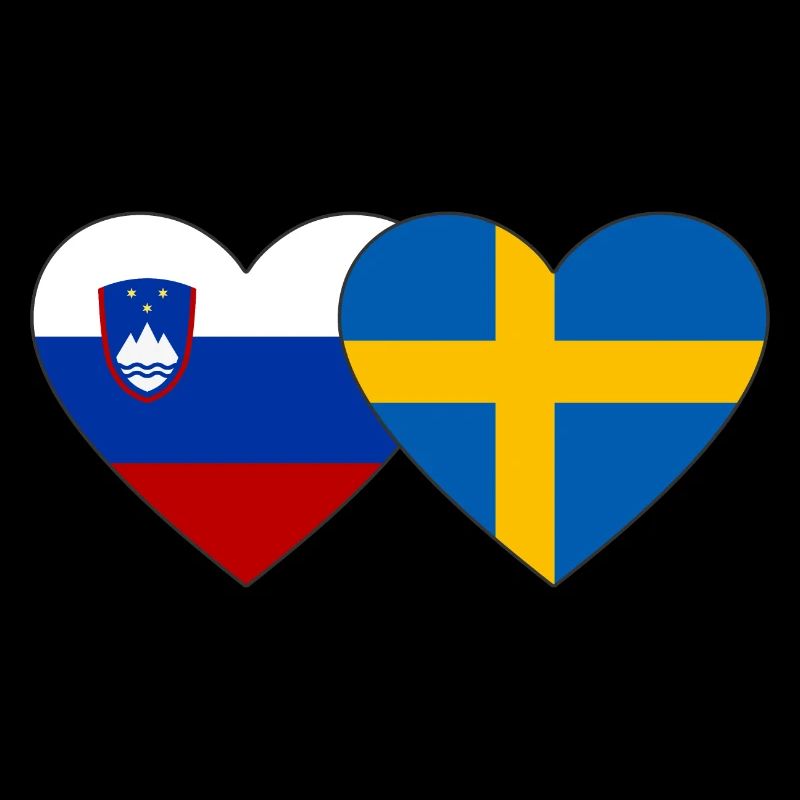 Slovénie Suède Drapeau Coeur