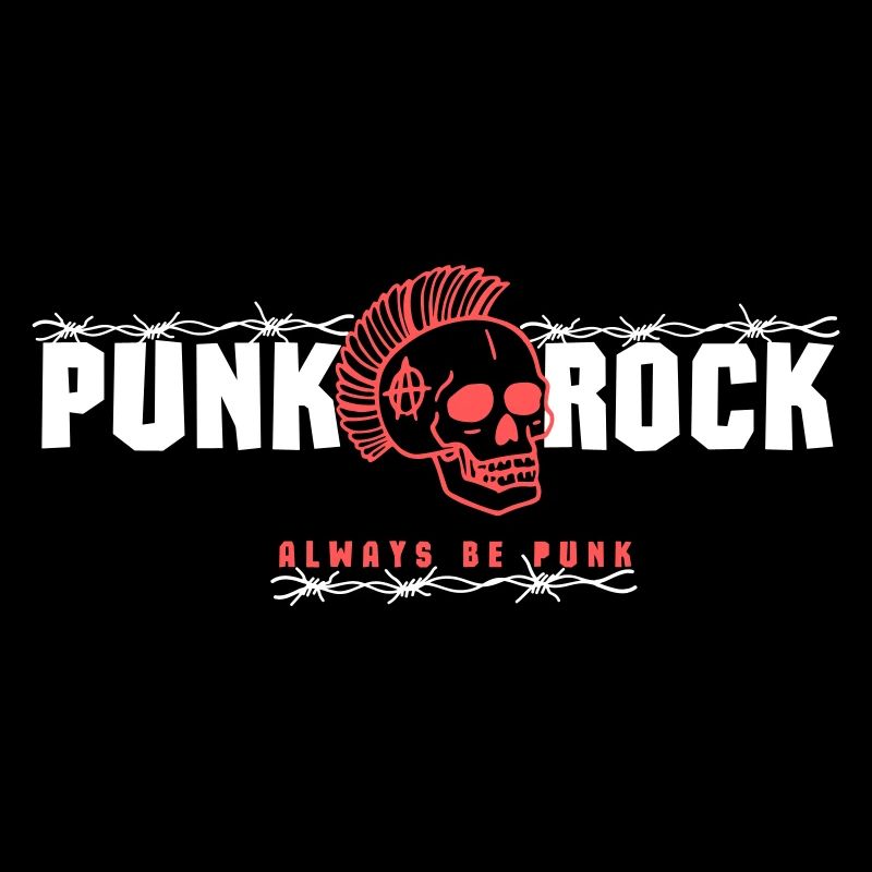Crâne punk avec mohawk rouge